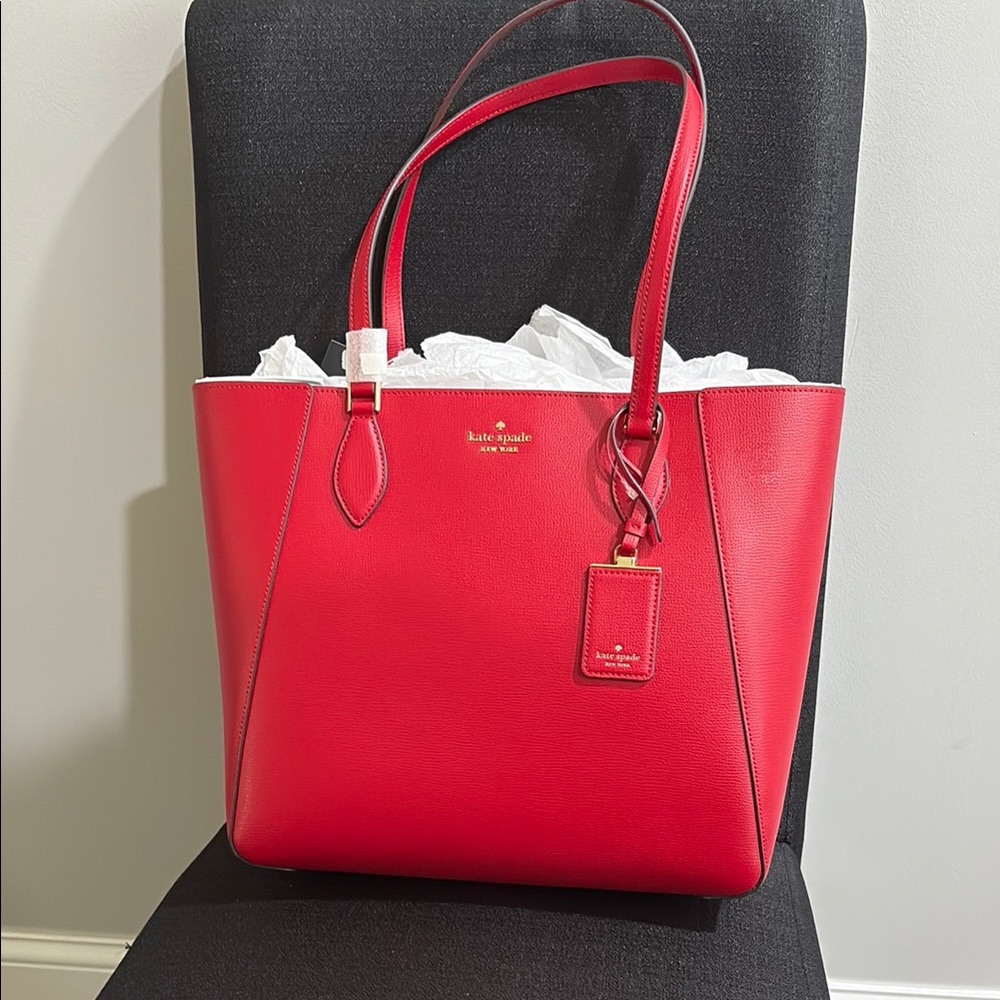Kate Spade Red Leather Poppy Tote Vibrant Everyday Essential